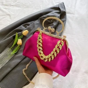 X90D Sparkling Evening Bag Elegant Clutch Purse Thick Chain Party Envelope Handbag