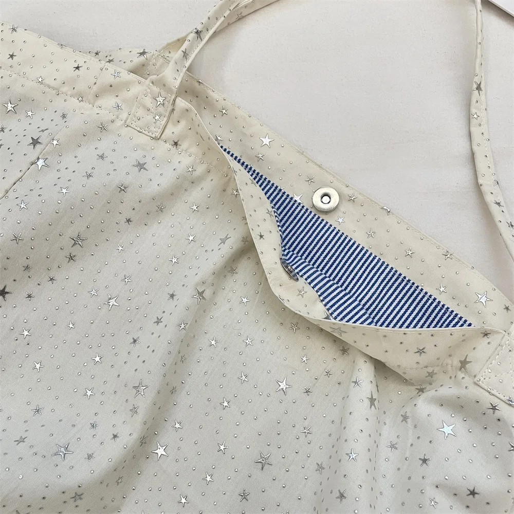 Star Sparkling Canvas Bag New Large Capacity Single Shoulder Simple Versatile Tote Bag Bolsas De Mujer - Image 3