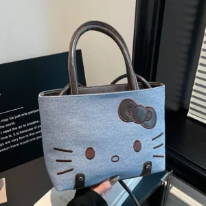 Cute Cartoon Cat Women's Shoulder Bag Niche Shoulder Bag Solid Color Small Unique Handbag New Casual Versatile Commuter Tote Bag